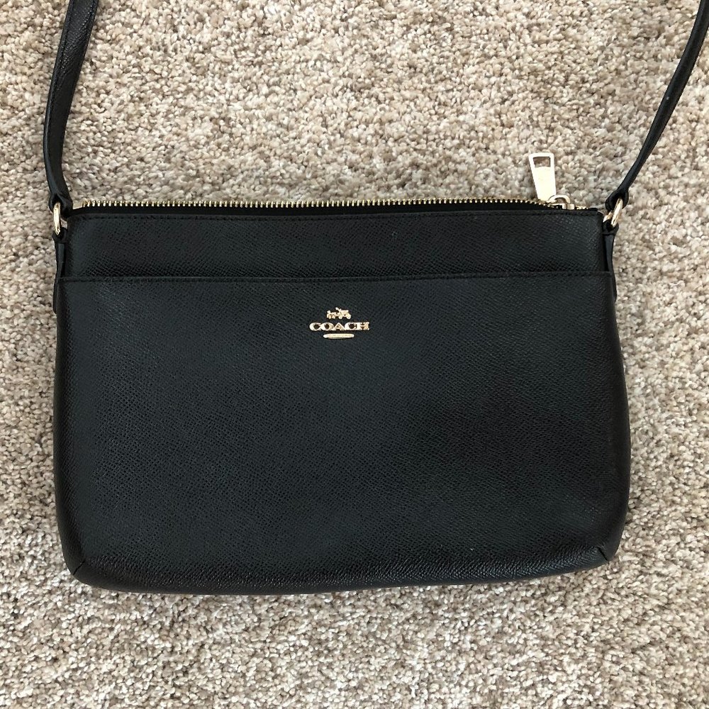 COACH Black Leather Crossbody Purse